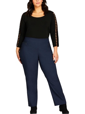 plus womens mid-rise comfort waist straight leg pants