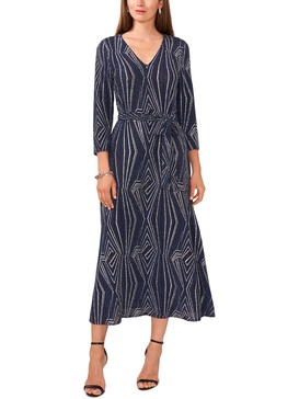 petites womens long sleeve glitter cocktail and party dress