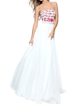 chiffon a-line prom dress in ivory