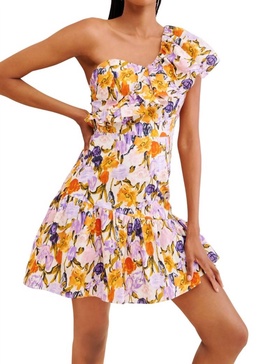 kylie one shoulder mini dress in multi