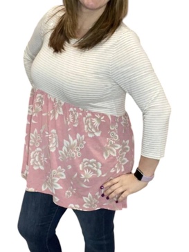 stripes go babydoll top in mauve