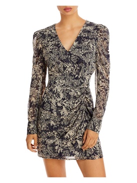 womens floral v neck mini dress