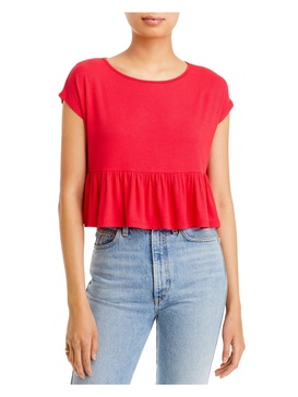 womens ribbed flounce blouse