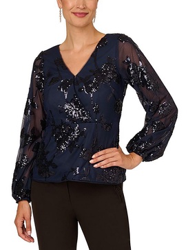 womens floral sequined blouse