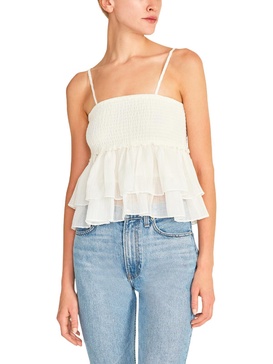 smock signals womens cropped ruffled tank top