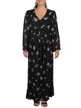 womens floral print polyester maxi dress