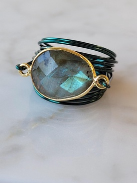 torrey ring in green with labradorite