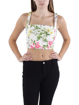 leonara womens floral tank cropped