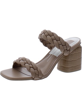 nasha woven womens faux leather square toe block heel