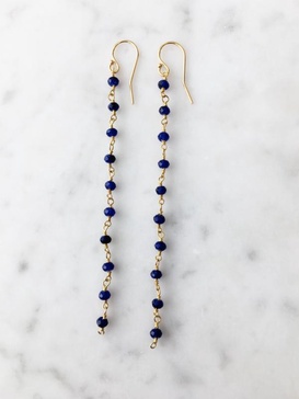 sapphire long chain earring