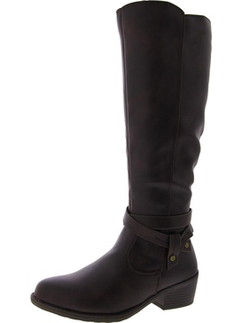 anissa womens faux leather block heel knee-high boots