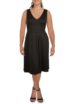 plus womens sleeveless calf midi dress