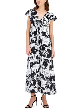 womens printed chiffon maxi dress