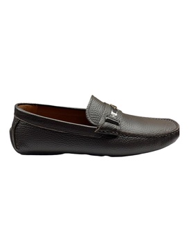 drulio 6211256 men's brown grained leather loafers