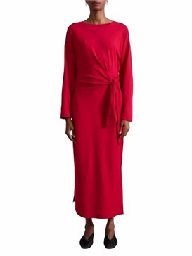 long sleeve vanina cinched waist dress in dragon fruit