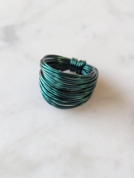 marcia wire wrap ring in green
