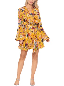 womens metallic polyester mini dress