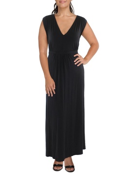plus womens v-neck long maxi dress