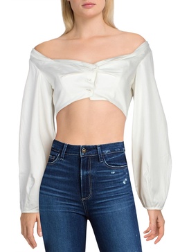 mavis womens button-down gathered crop top