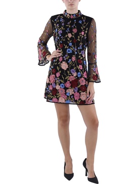 womens above knee embroidered shift dress