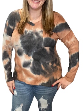 ribbed sweater in charcoal/rust