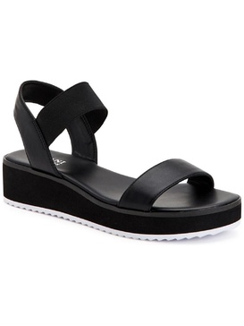 lobbie womens faux leather ankle strap wedge sandals