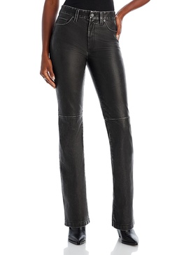 womens faux leather 2 front pocket high-waisted pants