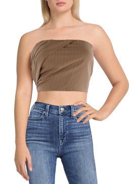 womens pleated cropped strapless top