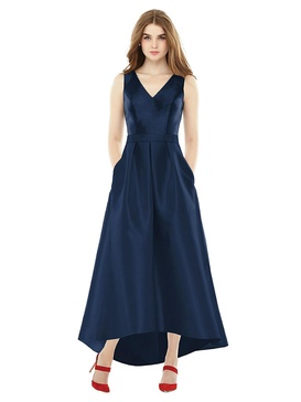 sleeveless pleated skirt high low dress with pockets