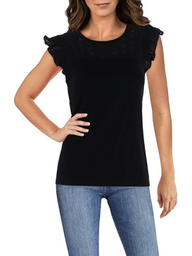 womens embroidered crewneck pullover top