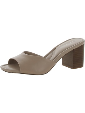 toven womens leather slip on block heel