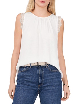 womens lace trim cap sleeve blouse