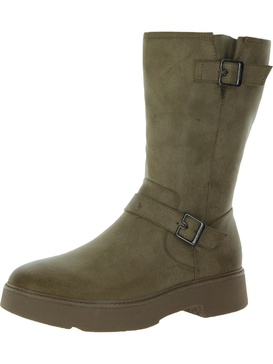 vip womens faux leather mid-calf motorcycle boots