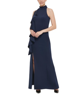 womens mock neck long evening dress
