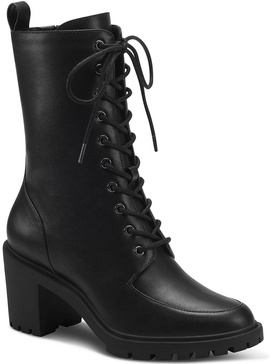 blaire womens faux leather round toe combat & lace-up boots