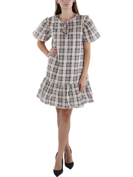 womens checkered above knee shift dress