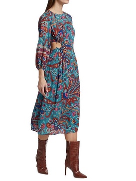women's monica cut out midi dress blue