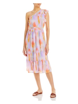 womens one shoulder print midi dress