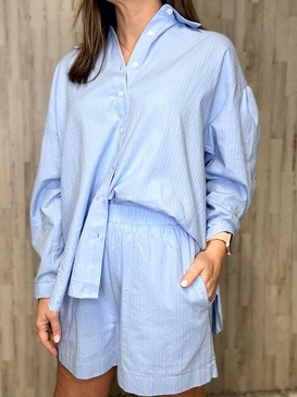 tommy textured voile shorts in blue