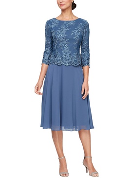 womens embroidered cocktail midi dress