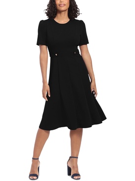 petites womens office knee fit & flare dress