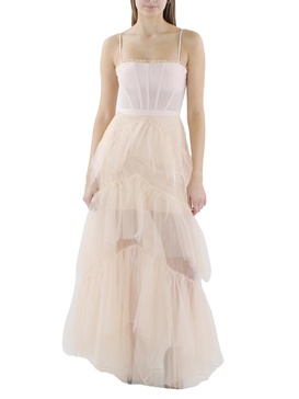 womens tiered illusion evening dress