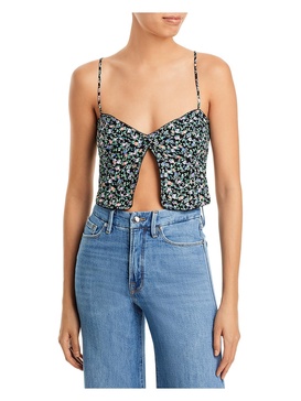 womens lace trim one button front cropped