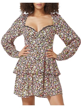 womens crepe tiered fit & flare dress