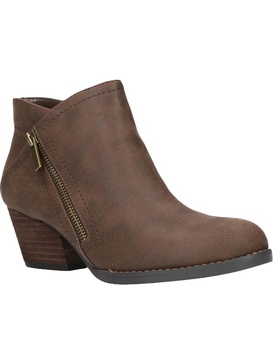 bobbi womens faux leather almond toe ankle boots