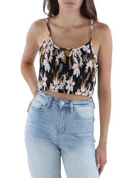 womens floral ribbed tank top