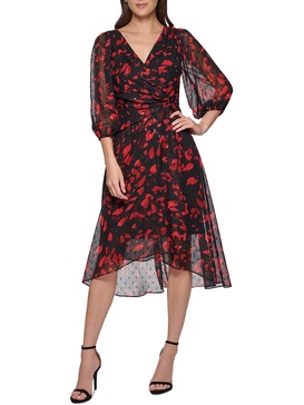 womens printed calf midi dress