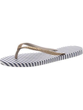 womens striped glitter flip-flops