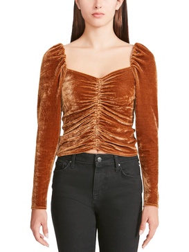 womens rouched velvet blouse