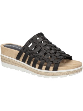 oaklynn  womens leather slip on wedge sandals